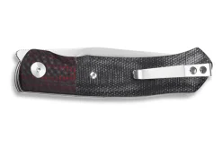 Couteau pliant QSP Gannet 137A manche en carbone et micarta noir et rouge 11,4cm