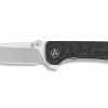 Couteau pliant QSP Hawk 131C manche en fibre de carbone motif damassé 10,5cm