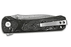 Couteau pliant QSP Hawk 131Q acier damas manche en fibre de carbone noir et aluminium 10,5cm