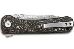 Couteau pliant QSP Hawk 131S acier damas manche en fibre de carbone et cuivre 10,5cm
