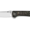 Couteau pliant QSP Hawk 131T manche en carbone incrusté de cuivre 10,5cm noir/bronze
