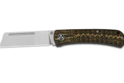 Couteau pliant QSP Hedgehog 142C manche en fibre de carbone noir et or 9,5cm