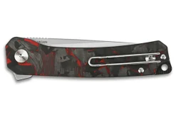 Couteau pliant QSP Osprey shredded 139F1 manche en carbone et G10 gris/rouge 10,8cm