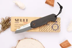 Couteau pliant Skult français éco-responsable manche noir 10cm