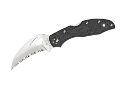 Couteau pliant Spyderco BYRD Hawkbill lame à dents manche noir 10cm