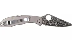 Couteau pliant SPYDERCO DELICA 4 Titanium Damas C11TIPD 11cm + étui