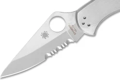 Couteau pliant Spyderco Delica 4 C11PS lame semi-dentée manche inox 10,7cm