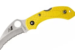 Couteau pliant Spyderco Dragonfly 2 Salt Hawkbill C28SYL2HB manche en nylon/fibre de verre jaune 8,5cm
