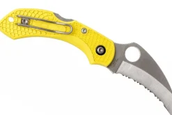 Couteau pliant Spyderco Dragonfly 2 Salt Hawkbill C28SYL2HB manche en nylon/fibre de verre jaune 8,5cm
