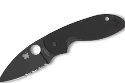 Couteau pliant Spyderco Efficient C216GPSBBK manche en G10 lame semi dentée noire 10,4cm