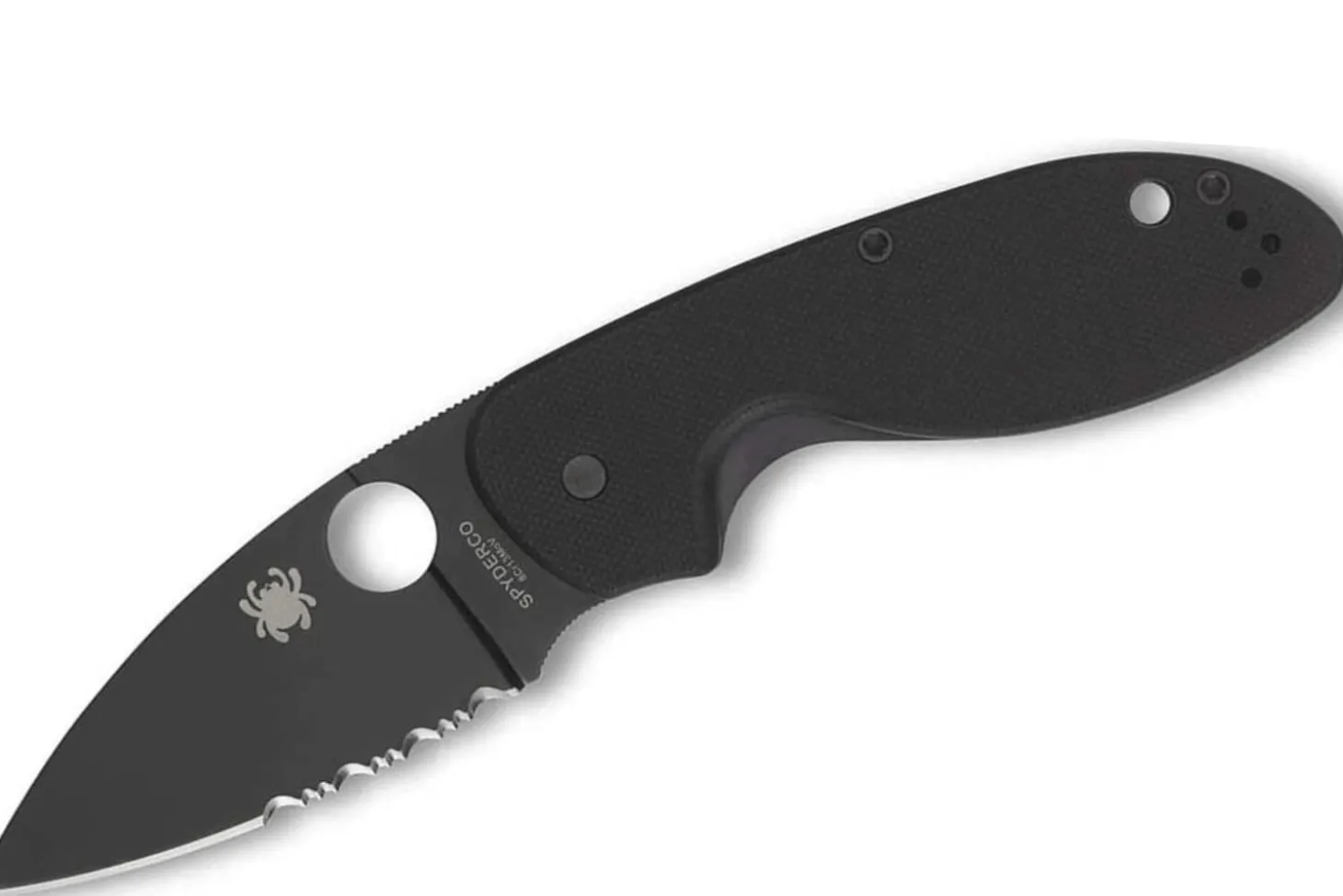 Couteau pliant Spyderco Efficient C216GPSBBK manche en G10 lame semi dentée noire 10,4cm