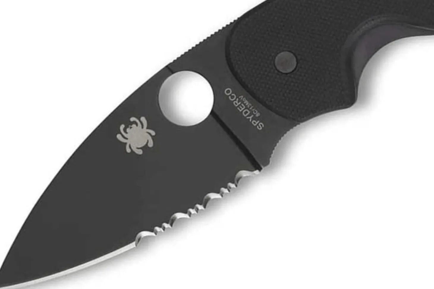 Couteau pliant Spyderco Efficient C216GPSBBK manche en G10 lame semi dentée noire 10,4cm