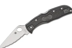 Couteau pliant Spyderco Endela lame dentée C243SBK manche en nylon/fibre de verre noir 11,9cm