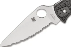 Couteau pliant Spyderco Endela lame dentée C243SBK manche en nylon/fibre de verre noir 11,9cm