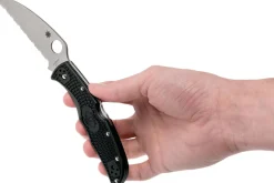 Couteau pliant Spyderco Endura 4 C10FSWCBK Wharncliffe denté nylon/fibre de verre noir 12,6cm