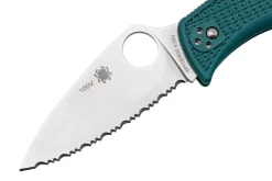 Couteau pliant Spyderco LeafJumper C262SBLK390 lame dentée manche nylon / fibre de verre bleu 11,3cm