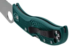 Couteau pliant Spyderco LeafJumper C262SBLK390 lame dentée manche nylon / fibre de verre bleu 11,3cm