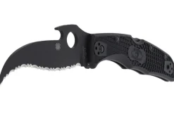 Couteau pliant Spyderco Matriarch 2 Wave C12SBBK2W lame noire manche en nylon/fibre de verre 12,6cm