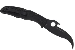 Couteau pliant Spyderco Matriarch 2 Wave C12SBBK2W lame noire manche en nylon/fibre de verre 12,6cm