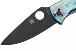 Couteau pliant Spyderco Tenacious C122TIBLBKD2P manche 11,1cm en titanium bleu