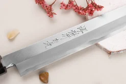 Couteau sakimaru takohiki japonais artisanal 30cm Sakai Takayuki Byakko manche en ébène + étui