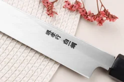 Couteau sakimaru takohiki japonais artisanal 30cm Sakai Takayuki Byakko manche en ébène + étui
