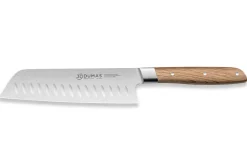 Couteau santoku alvéolé 18cm 32 Dumas Signature manche en chêne vert