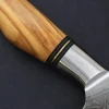 Couteau santoku alvéolé 18cm Ryda Knives ST650 Damas et manche en olivier