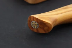 Couteau santoku alvéolé 18cm Ryda Knives ST650 Damas et manche en olivier