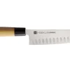Couteau santoku alvéolé japonais Chroma Haiku 17cm manche Honoki