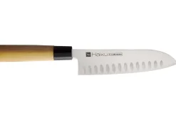 Couteau santoku alvéolé japonais Chroma Haiku 17cm manche Honoki