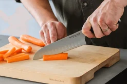 Couteau santoku alvéolé Kitchen Aid Gourmet lame en acier japonais 18cm + étui