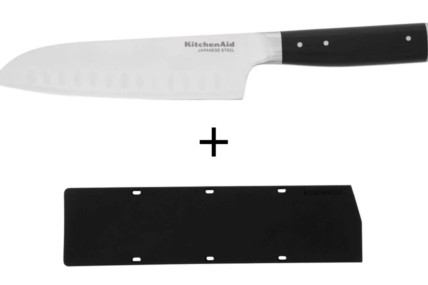Couteau santoku alvéolé Kitchen Aid Gourmet lame en acier japonais 18cm + étui