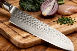 Couteau santoku 17cm Fukito Ébène Damas martelé