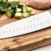 Couteau santoku 17cm Guillaume Leonard Cuistot en acier inoxydable et bois de santal rouge