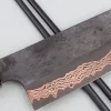 Couteau santoku 18cm japonais artisanal Hatsukokoro Yorokobi Kurouchi Damas