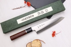 Couteau santoku 19,5cm japonais artisanal Sukenari HAP40 San Maï manche en bois de rose