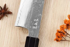 Couteau santoku 19,5cm japonais artisanal Sukenari SG2 damas