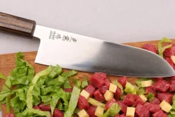 Couteau santoku 17cm japonais artisanal Wusaki Hikari SLD manche bubinga