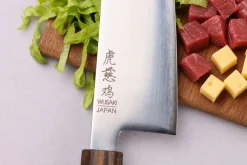 Couteau santoku 17cm japonais artisanal Wusaki Hikari SLD manche bubinga