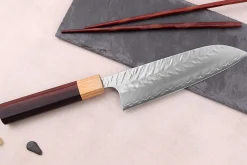 Couteau santoku 16,5cm japonais artisanal Yoshimi Kato SPG Strix V-Tsuchime