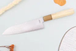 Couteau santoku 18cm japonais artisanal Toshitaka Suminagashi SG2 Damas