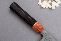 Couteau santoku 16,5cm japonais artisanal Toshihiro Wakui Aogami 2 damas laminé