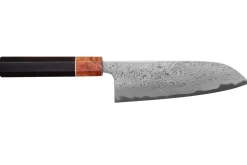 Couteau santoku 16,5cm japonais artisanal Toshihiro Wakui Aogami 2 damas laminé