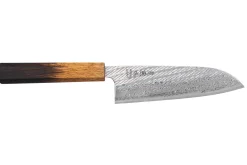 Couteau santoku 16,5cm japonais artisanal Wusaki Nawame AUS10 damas