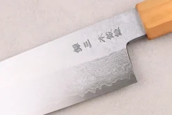 Couteau santoku 18cm japonais artisanal Hado Ginsan Cherry damassé
