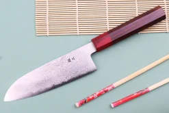 Couteau santoku 16cm japonais artisanal Nakamura Kaishin Ginsan Damas