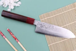 Couteau santoku 16cm japonais artisanal Nakamura Kaishin Ginsan Damas