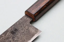 Couteau santoku 16,5cm japonais artisanal Nakamura Kaishin Ginsan Black Damas