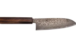 Couteau santoku 16,5cm japonais artisanal Nakamura Kaishin Ginsan Black Damas